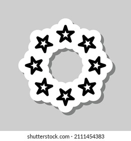 Round star simple icon. Flat desing. Sticker with shadow on gray background.ai