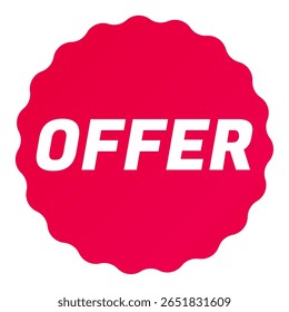 Ronda starbursts zigzag forma icono de la insignia de ventas en color rojo, concepto de etiqueta de compras para etiquetas de ventas. Diseño plano colorido para los anuncios del App Botón de Web ui ux Elementos aislados en el fondo blanco