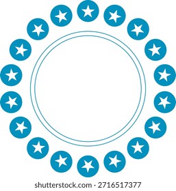 Una disposición circular de estrellas azules alrededor de un espacio en blanco