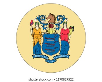 Round State Flag of New Jersey