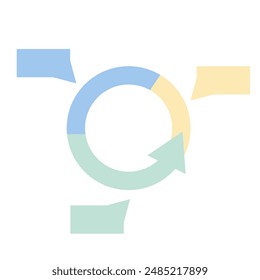 Round statistical chart for presentation. Circle business infographic with segments and place for descriptions. Flat style illustration. Isolated on white background.