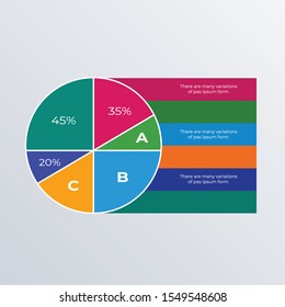 round statistical infographics template design. Business concept infograph with 3 options, steps or processes. Vector visualization can be used for workflow layout, diagram, annual report, web