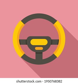 Round steering wheel icon. Flat illustration of Round steering wheel vector icon for web design