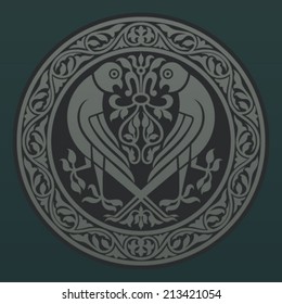 Round stencil with falcon silhouettes. Vector illustration