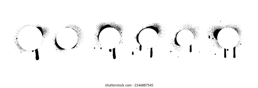 Round stencil template. Spray graffiti texture.