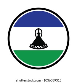 Round sticker with flag of lesotho isolated on white.
