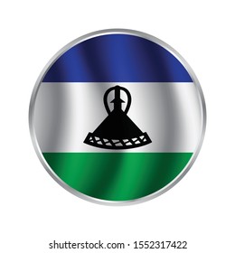 Round sticker with flag of lesotho isolated on white.Simple vector button flag - Lesotho
