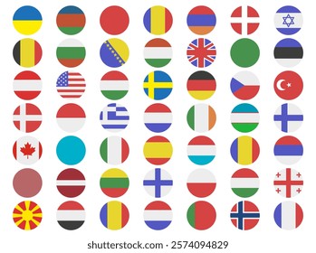 Round sticker with flags of the countries of the world. Country symbol. EPS 10.