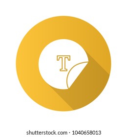 Round sticker flat design long shadow glyph icon. Sticky label. Vector silhouette illustration