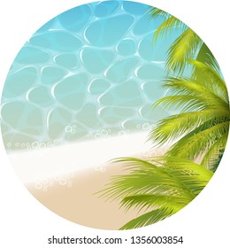 Round Sticker, Icon Or Banner Template. Tropical ParadizeTheme 