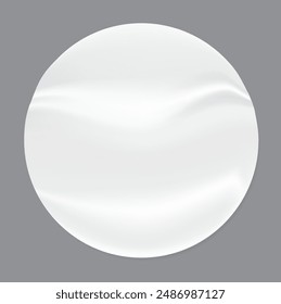 Round Sticker Mockup. Realistic White Vector. Blank Circle Template.