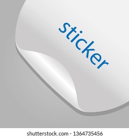 round sticker for placing text. Sticker for notes, Corner with a curved edge.