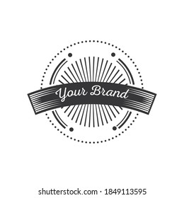 round sticker and ribbon vintage insignia or logotype brand vector illustration