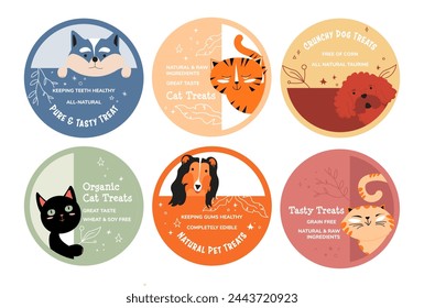 Round sticker set for natural pet treats promo