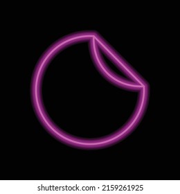 Round sticker simple icon vector. Flat design. Purple neon style on black background.ai