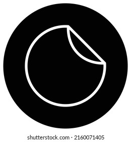 Round sticker simple icon vector. Flat design. White icon on black circle. White background.ai