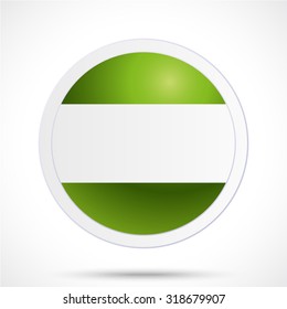 Round sticker tag. Blank vector icons in green color with a white insert in the middle.