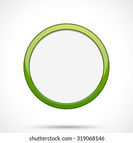 Round sticker tag. Blank vector icon in green color with light center.