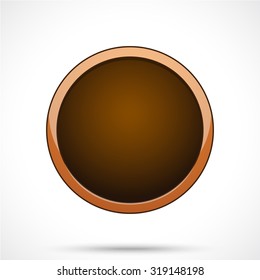 Round sticker tag. Blank vector icon in dark orange color with dark center.