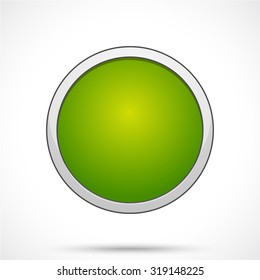 Round sticker tag. Blank vector icon in green color with light center.