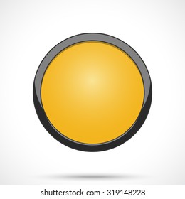 Round sticker tag. Blank vector icon in yellow color with light center.