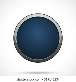 Round sticker tag. Blank vector icon in dark blue color with dark center.