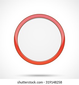 Round sticker tag. Blank vector icon in red color with light center.