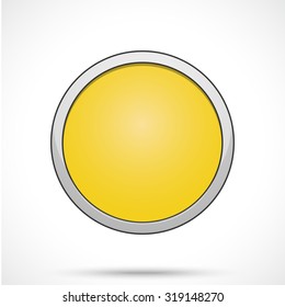 Round sticker tag. Blank vector icon in yellow color with light center.