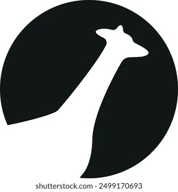 round sticker template with animals namely giraffes with shadow, vector