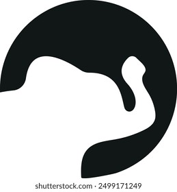 round sticker template with animals, namely with the shadow of an elephant, vector