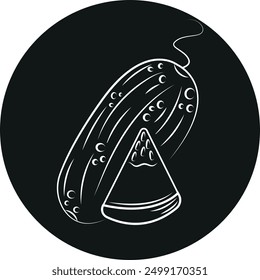 Plantilla adhesiva redonda con contorno de fruta, a saber, contorno de melón, Vector