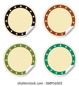 Round stickers set with stars in vector
