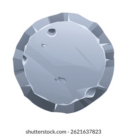Round stone board with sharp jagged edges and rough surface, giving it a fractured look. Stone banner element for game and web. Ui or gui design element. Vector cartoon illustration