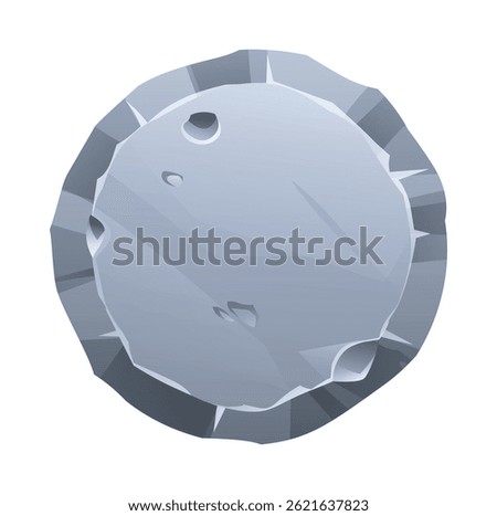 Round stone board with sharp jagged edges and rough surface, giving it a fractured look. Stone banner element for game and web. Ui or gui design element. Vector cartoon illustration