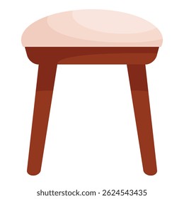 Round stool with soft seat standing on four legs, element of furniture for apartment design