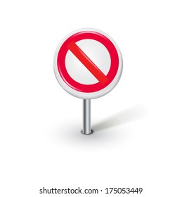 round stop sign with crossed circle isolated on white background