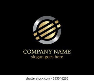 Round Stripe Gold Metal Logo