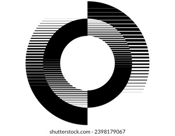 Round striped vector pattern black on a white background. Abstract frame. Vector background.