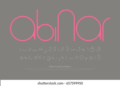 Round Style Alphabet Letters And Numbers. Vector, Minimalistic Font Type Design. Contemporary, Regular Lettering. Geometric, Decorative Typesetting. Modern Typeface Template