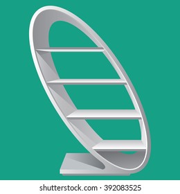 Round style creative blank empty display shelf with racks for supermarket or to show products. Unique and nice Exhibition Pos-poi for your design. Illustrated stock vector. Realistic color style