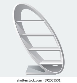 Round style creative blank empty display shelf with racks for supermarket or to show products. Unique and nice Exhibition Pos-poi for your design. Illustrated stock vector. Realistic color style