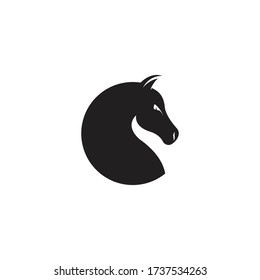 Round style horse head, vector illustration