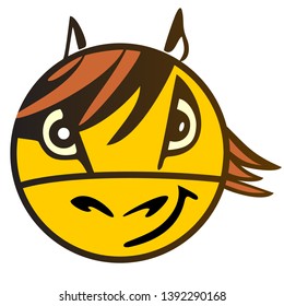 round stylized head of a horse that smiles