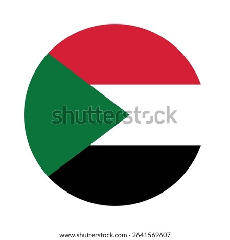 Round Sudan Flag Icon – Sudan Flag Circular Vector Badge with Standard Colors and National Symbol. Circle Flag Icon of Sudan.