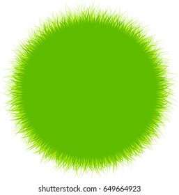 Round summer background with green grass. Vector paper illustration.