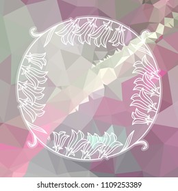 Round summer frame with flowers on a square mosaic background. Copy space. Wreath of flowers. Vector clip art.
