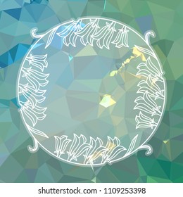 Round summer frame with flowers on a square mosaic background. Copy space. Wreath of flowers. Vector clip art.
