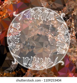Round summer frame with flowers on a square mosaic background. Copy space. Wreath of flowers. Vector clip art.
