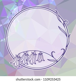 Round summer frame with flowers on a square mosaic background. Copy space. Wreath of flowers. Vector clip art.
