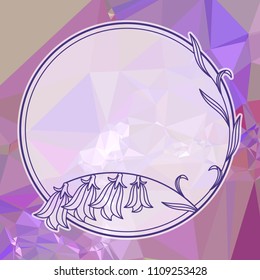 Round summer frame with flowers on a square mosaic background. Copy space. Wreath of flowers. Vector clip art.
